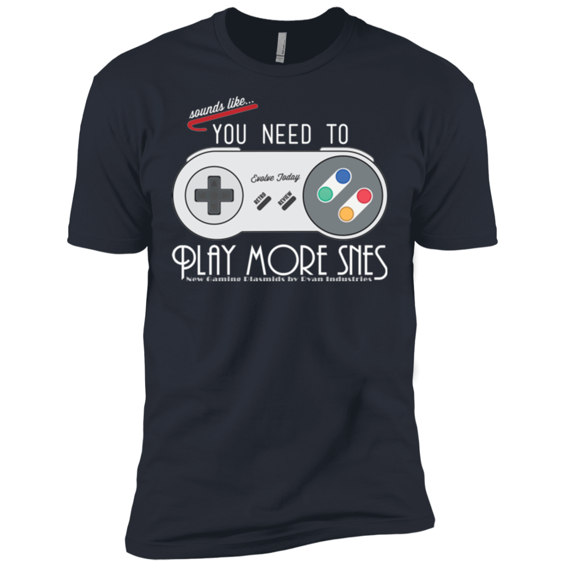 T-Shirts Indigo / X-Small Evolve Today! Play More SNES Men's Premium T-Shirt