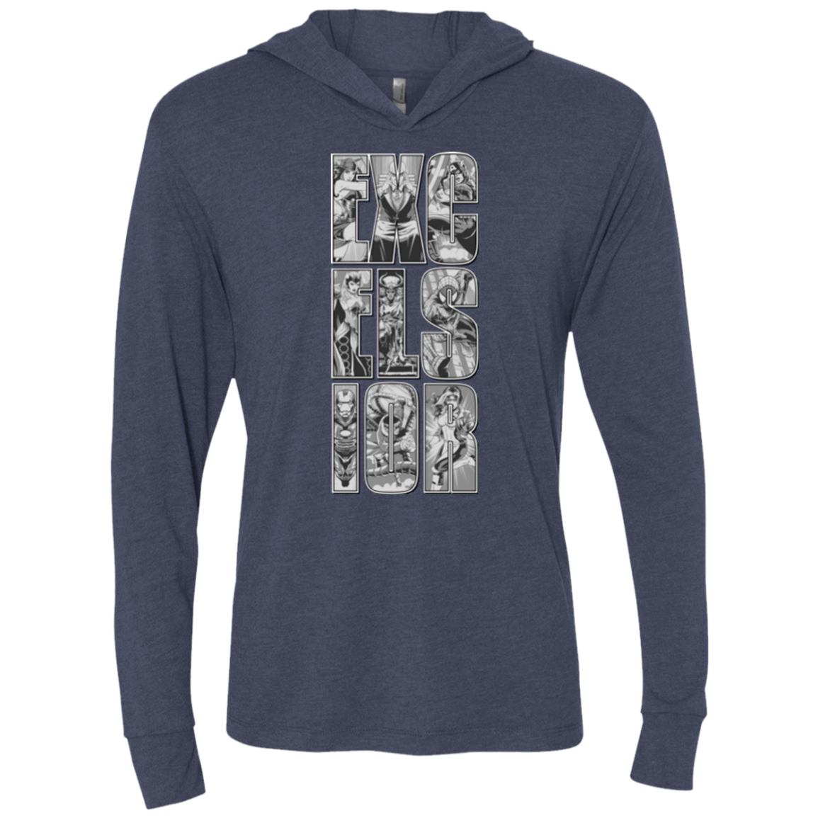 T-Shirts Vintage Navy / X-Small Excelsior Triblend Long Sleeve Hoodie Tee