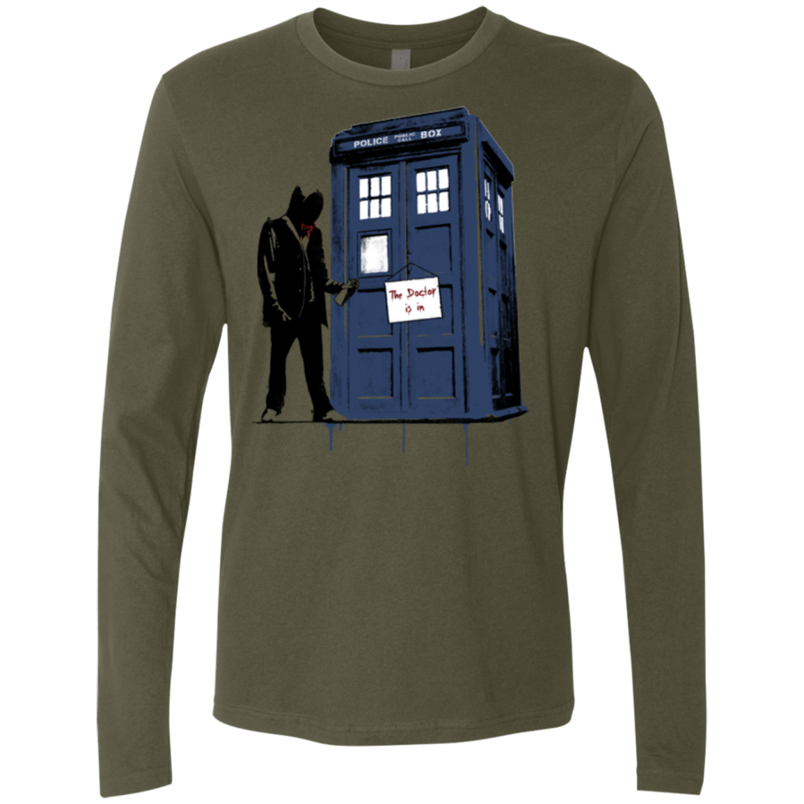 T-Shirts Military Green / Small Exit Through Tardis Men's Premium Long Sleeve