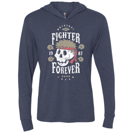 T-Shirts Vintage Navy / X-Small Fighter Forever Ryu Triblend Long Sleeve Hoodie Tee