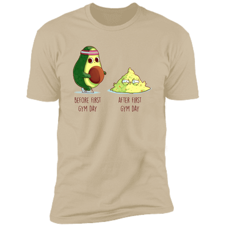 T-Shirts Sand / S First Gym Day Avocado Men's Premium T-Shirt