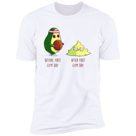 T-Shirts White / S First Gym Day Avocado Men's Premium T-Shirt