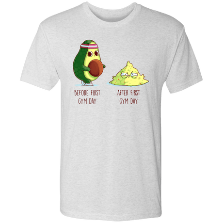 T-Shirts Heather White / S First Gym Day Avocado Men's Triblend T-Shirt