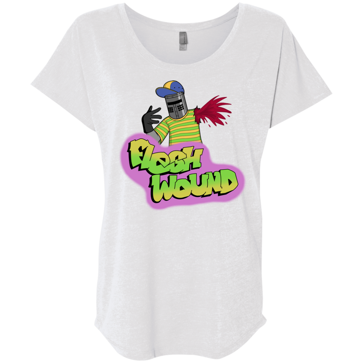 T-Shirts Heather White / X-Small Flesh Wound Triblend Dolman Sleeve
