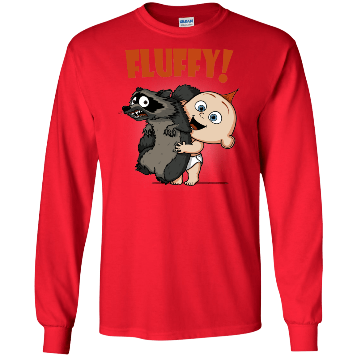 T-Shirts Red / S Fluffy Raccoon Men's Long Sleeve T-Shirt