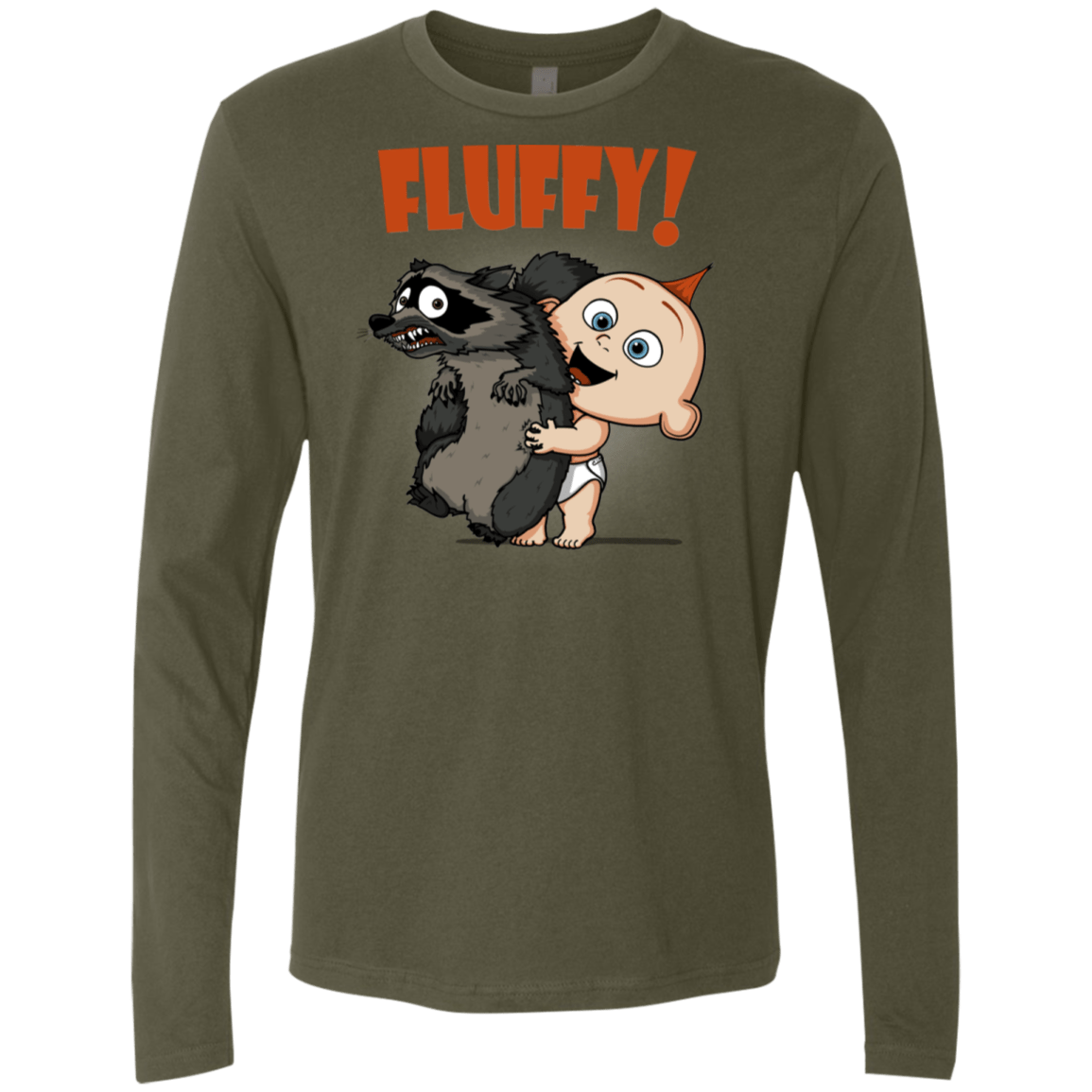 T-Shirts Military Green / S Fluffy Raccoon Men's Premium Long Sleeve