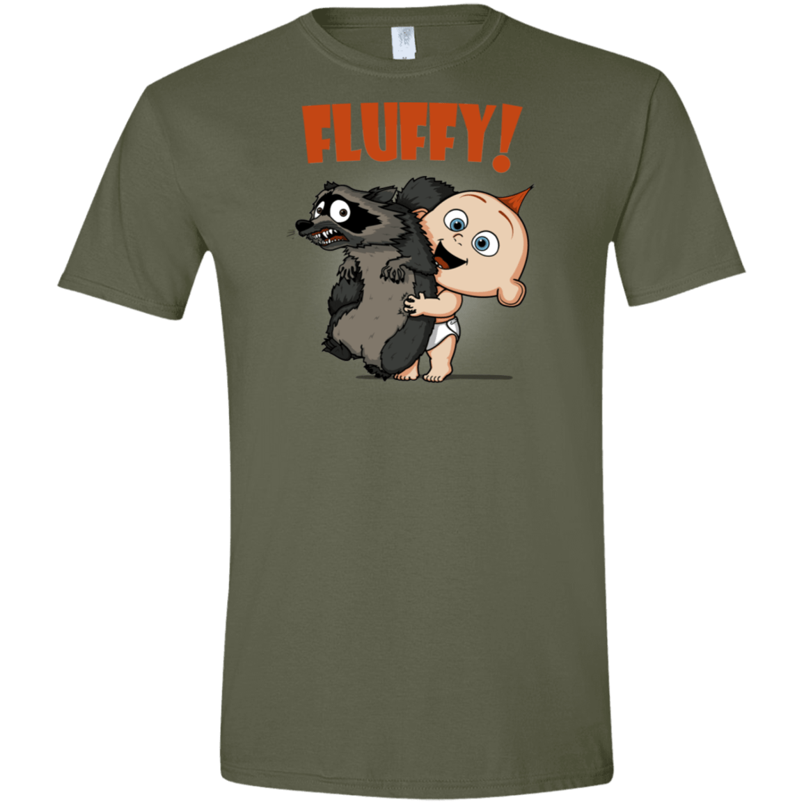 T-Shirts Military Green / S Fluffy Raccoon Men's Semi-Fitted Softstyle