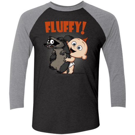 T-Shirts Vintage Black/Premium Heather / X-Small Fluffy Raccoon Men's Triblend 3/4 Sleeve