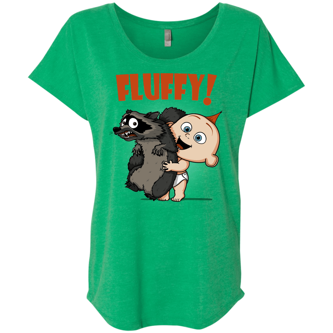 T-Shirts Envy / X-Small Fluffy Raccoon Triblend Dolman Sleeve