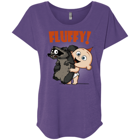 T-Shirts Purple Rush / X-Small Fluffy Raccoon Triblend Dolman Sleeve