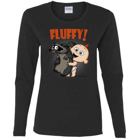 T-Shirts Black / S Fluffy Raccoon Women's Long Sleeve T-Shirt