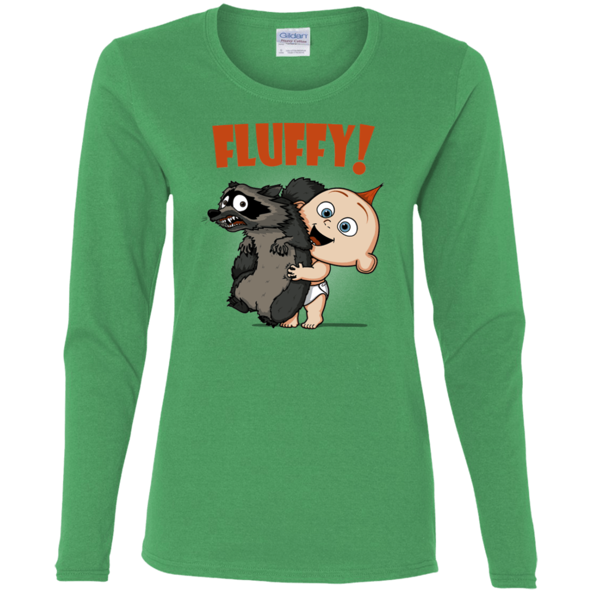 T-Shirts Irish Green / S Fluffy Raccoon Women's Long Sleeve T-Shirt