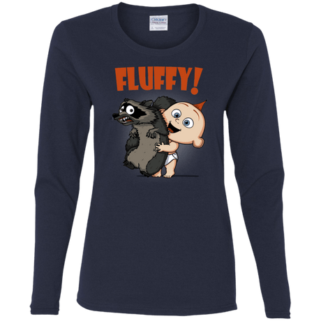 T-Shirts Navy / S Fluffy Raccoon Women's Long Sleeve T-Shirt