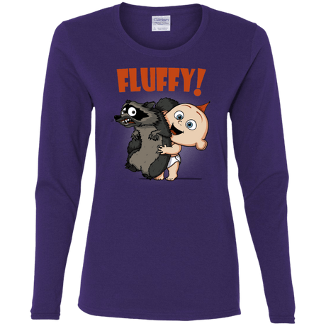 T-Shirts Purple / S Fluffy Raccoon Women's Long Sleeve T-Shirt