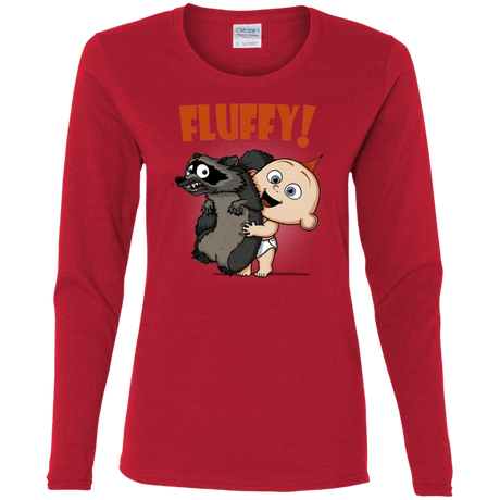 T-Shirts Red / S Fluffy Raccoon Women's Long Sleeve T-Shirt