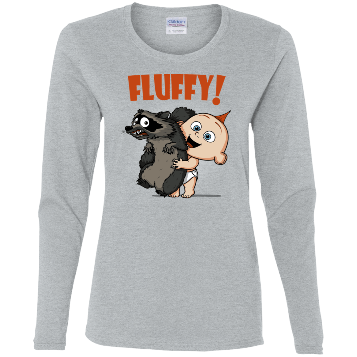 T-Shirts Sport Grey / S Fluffy Raccoon Women's Long Sleeve T-Shirt