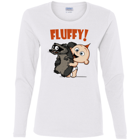 T-Shirts White / S Fluffy Raccoon Women's Long Sleeve T-Shirt