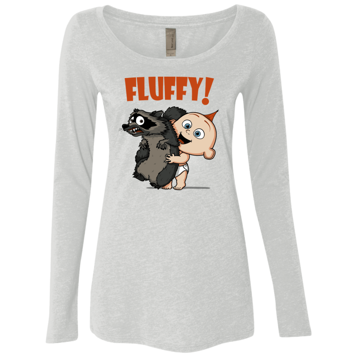 T-Shirts Heather White / S Fluffy Raccoon Women's Triblend Long Sleeve Shirt