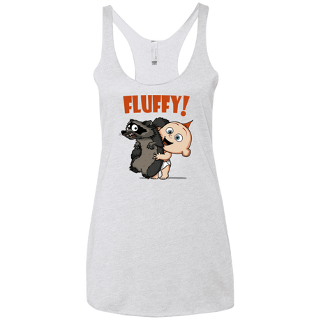 T-Shirts Heather White / X-Small Fluffy Raccoon Women's Triblend Racerback Tank