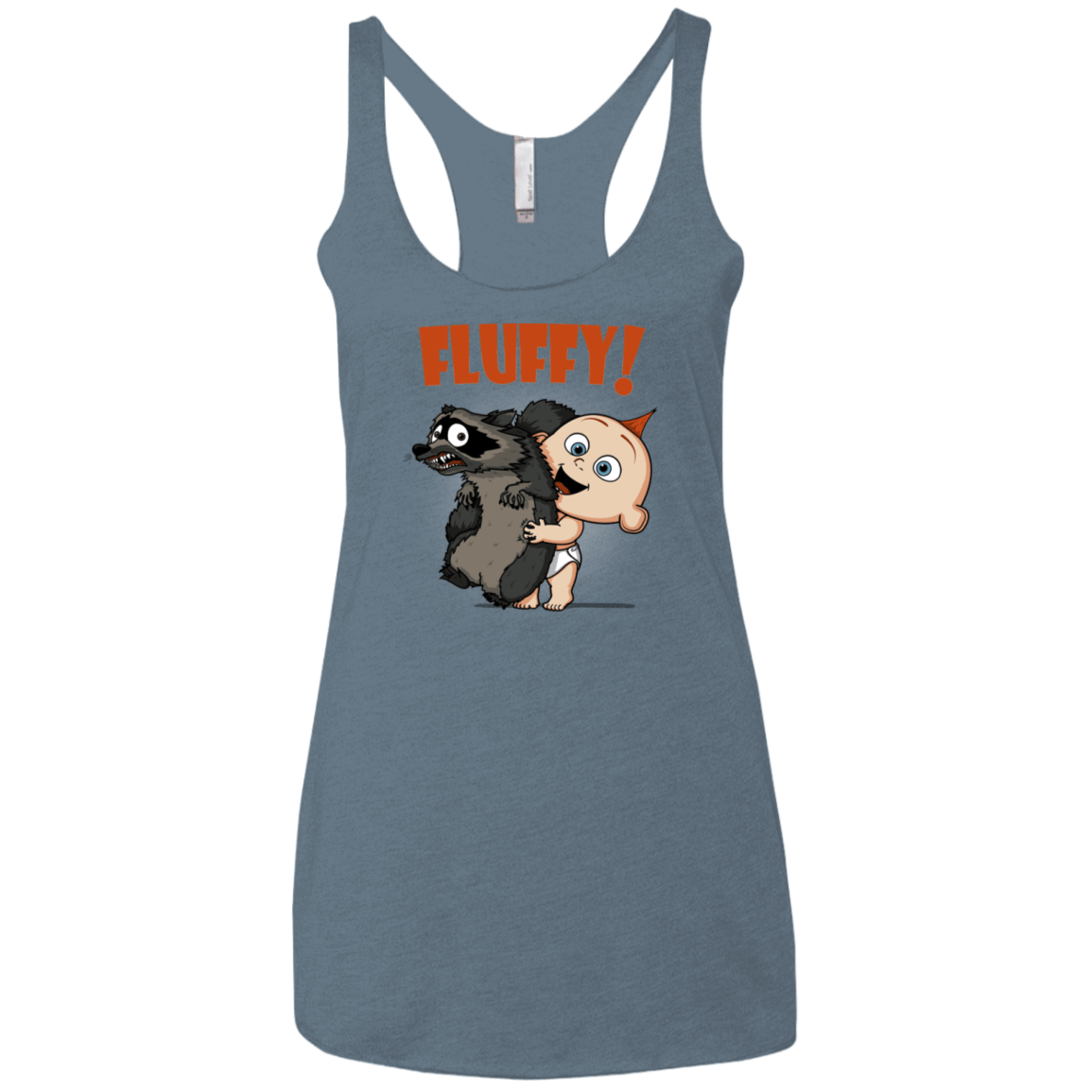 T-Shirts Indigo / X-Small Fluffy Raccoon Women's Triblend Racerback Tank