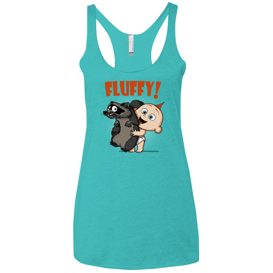 T-Shirts Tahiti Blue / X-Small Fluffy Raccoon Women's Triblend Racerback Tank