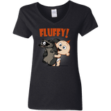 T-Shirts Black / S Fluffy Raccoon Women's V-Neck T-Shirt