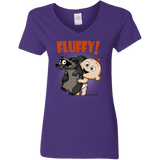 T-Shirts Purple / S Fluffy Raccoon Women's V-Neck T-Shirt