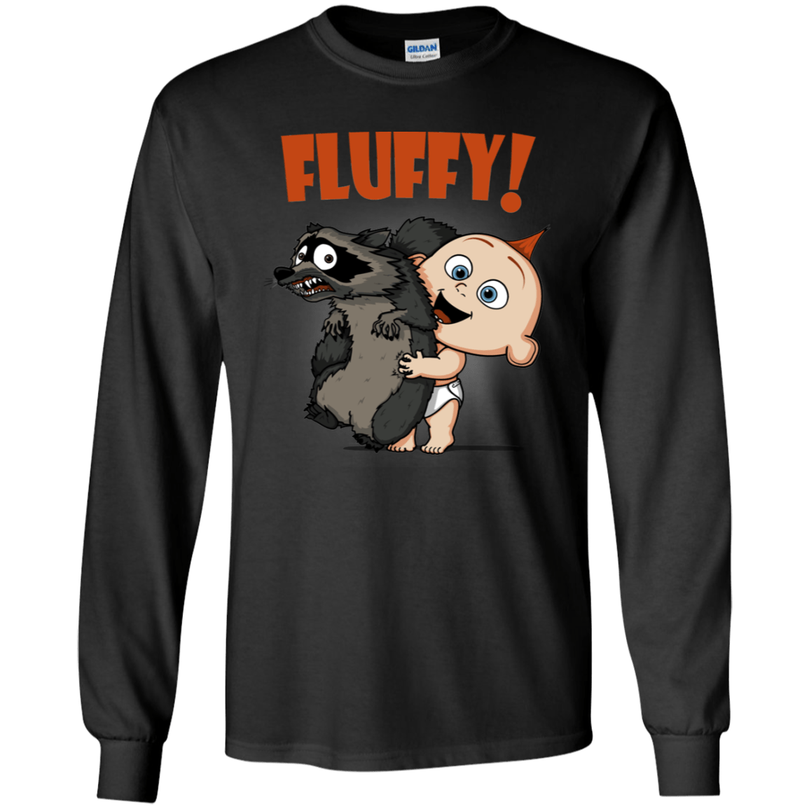 T-Shirts Black / YS Fluffy Raccoon Youth Long Sleeve T-Shirt