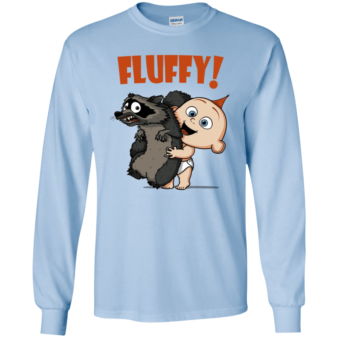 T-Shirts Light Blue / YS Fluffy Raccoon Youth Long Sleeve T-Shirt