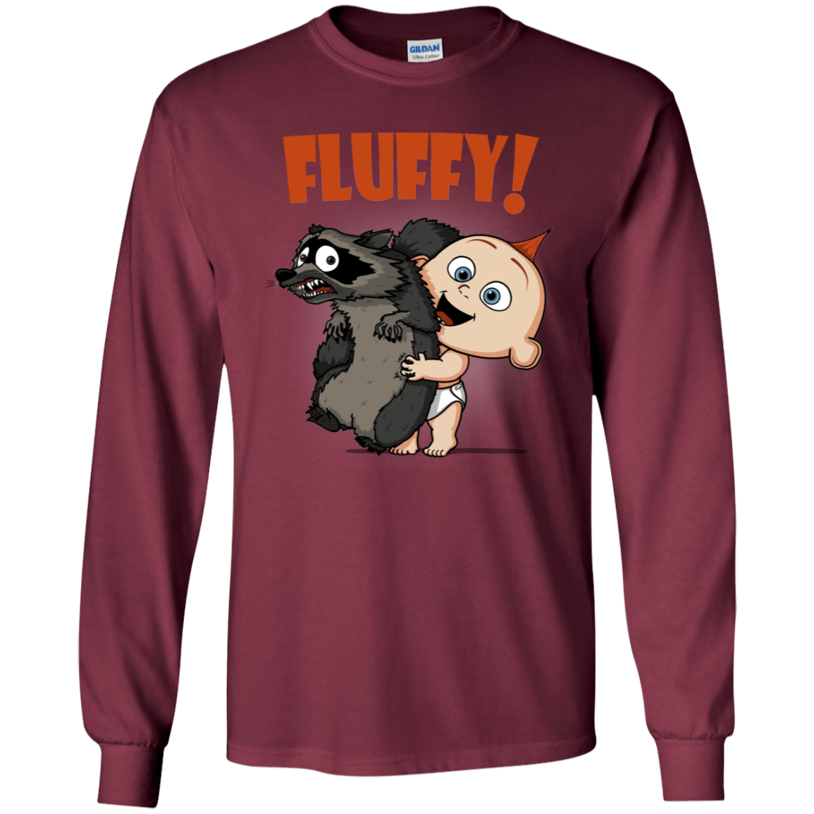 T-Shirts Maroon / YS Fluffy Raccoon Youth Long Sleeve T-Shirt