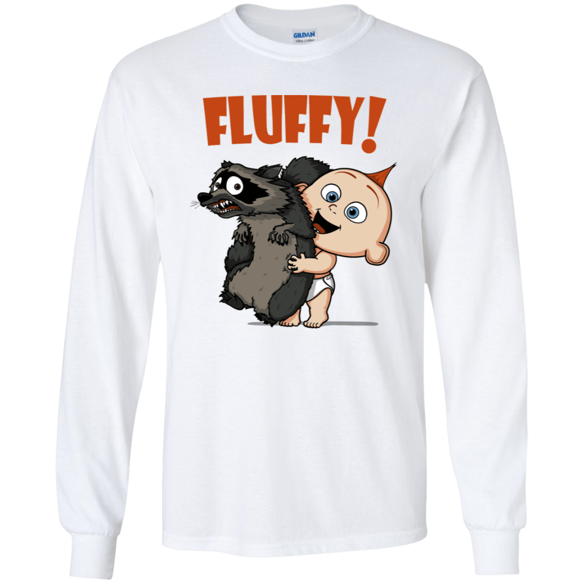 T-Shirts White / YS Fluffy Raccoon Youth Long Sleeve T-Shirt