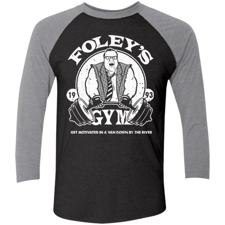 T-Shirts Vintage Black/Premium Heather / X-Small Foleys Gym Men's Triblend 3/4 Sleeve