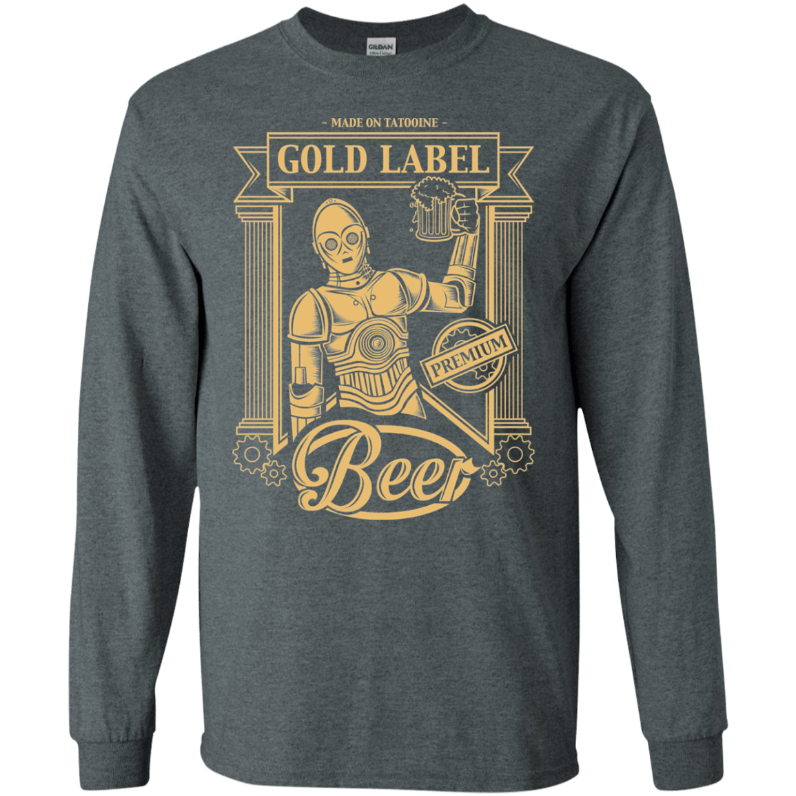 T-Shirts Dark Heather / S Gold Label Beer Men's Long Sleeve T-Shirt