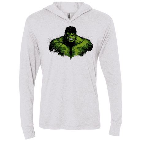 T-Shirts Heather White / X-Small Green Fury Triblend Long Sleeve Hoodie Tee