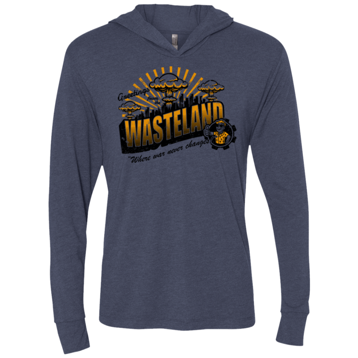 T-Shirts Vintage Navy / X-Small Greetings from the Wasteland! Triblend Long Sleeve Hoodie Tee