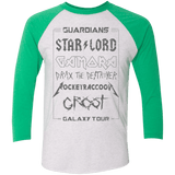 T-Shirts Heather White/Envy / X-Small Guardians Galaxy Tour Grunge Men's Triblend 3/4 Sleeve