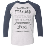 T-Shirts Heather White/Indigo / X-Small Guardians Galaxy Tour Grunge Men's Triblend 3/4 Sleeve