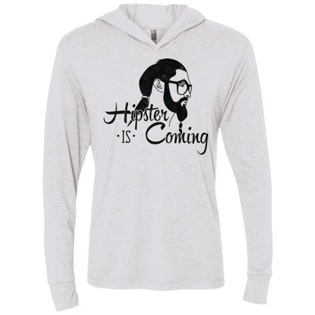 T-Shirts Heather White / X-Small Hipster is Coming Triblend Long Sleeve Hoodie Tee