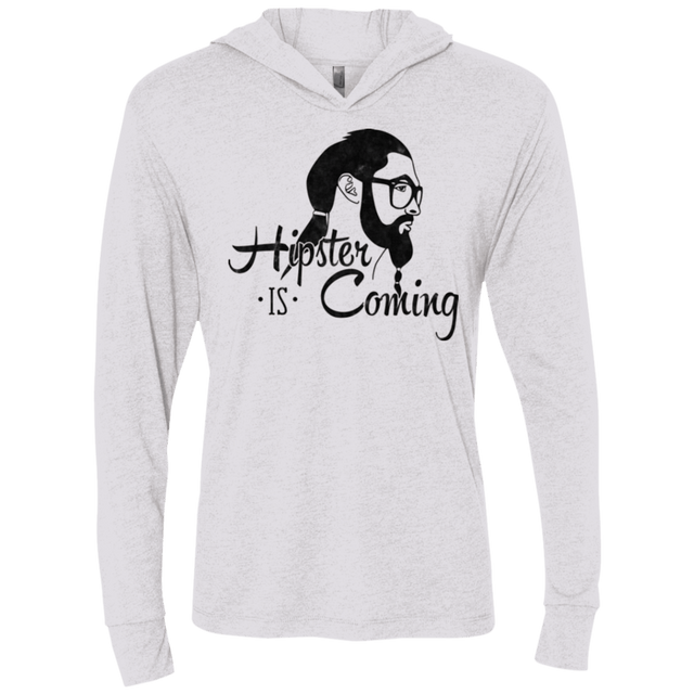 T-Shirts Heather White / X-Small Hipster is Coming Triblend Long Sleeve Hoodie Tee