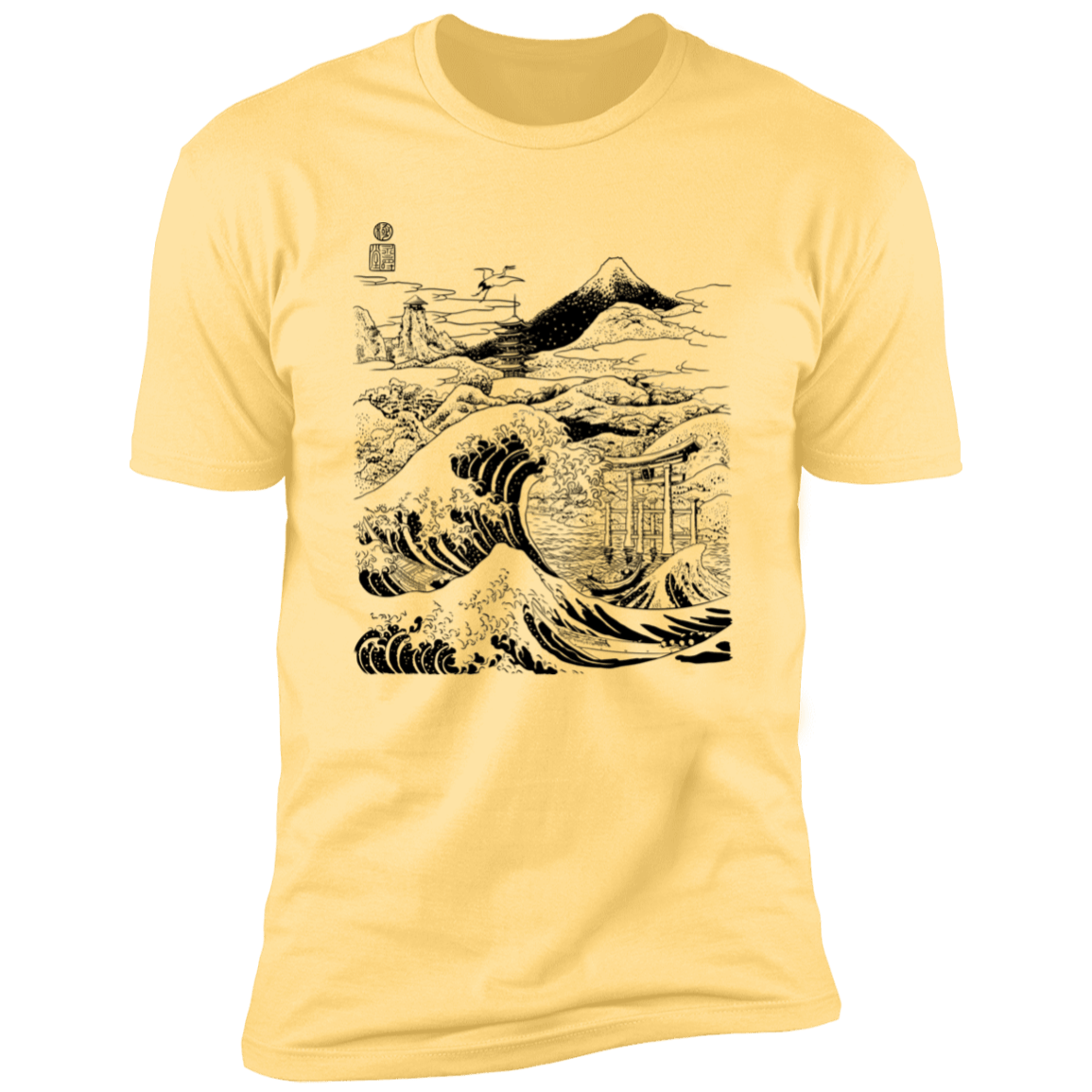 T-Shirts Banana Cream / S Hokusai Paisaje Ink Men's Premium T-Shirt