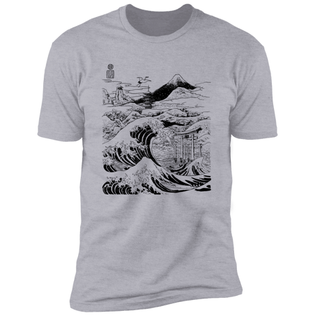 T-Shirts Heather Grey / S Hokusai Paisaje Ink Men's Premium T-Shirt