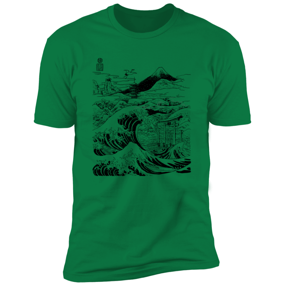 T-Shirts Kelly Green / S Hokusai Paisaje Ink Men's Premium T-Shirt
