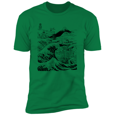T-Shirts Kelly Green / S Hokusai Paisaje Ink Men's Premium T-Shirt
