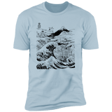 T-Shirts Light Blue / S Hokusai Paisaje Ink Men's Premium T-Shirt