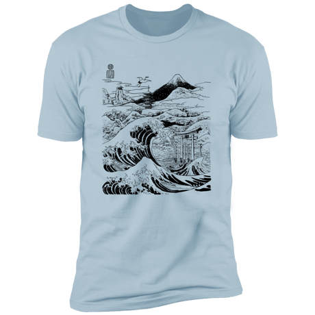T-Shirts Light Blue / S Hokusai Paisaje Ink Men's Premium T-Shirt