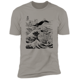 T-Shirts Light Grey / S Hokusai Paisaje Ink Men's Premium T-Shirt
