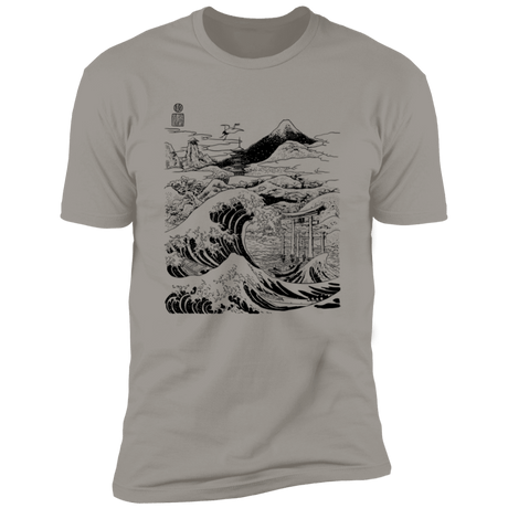 T-Shirts Light Grey / S Hokusai Paisaje Ink Men's Premium T-Shirt