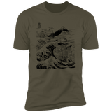 T-Shirts Military Green / S Hokusai Paisaje Ink Men's Premium T-Shirt