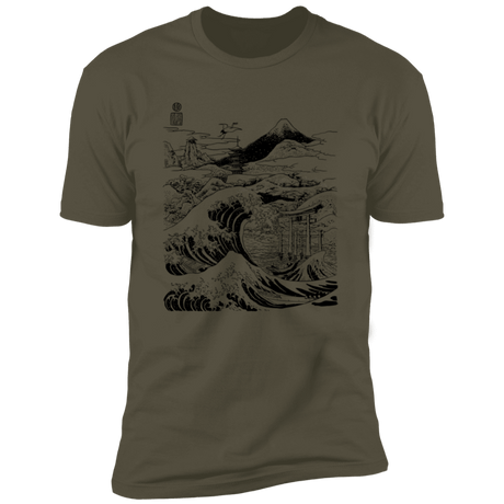 T-Shirts Military Green / S Hokusai Paisaje Ink Men's Premium T-Shirt