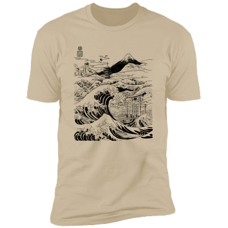 T-Shirts Sand / S Hokusai Paisaje Ink Men's Premium T-Shirt